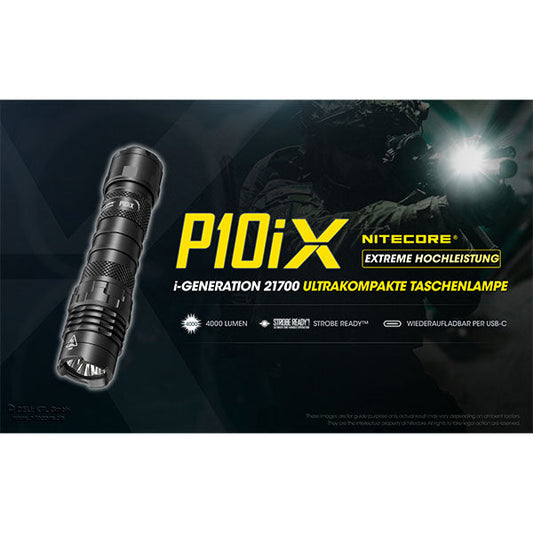 Taktische LED-Taschenlampe P10iX, 4'000 Lumen, inkl. Akku