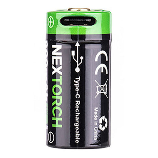 16340 USB Li-Ion Akku DC20061, 800mAh inkl. Schutzschaltung & USB-C -Ladeanschluss