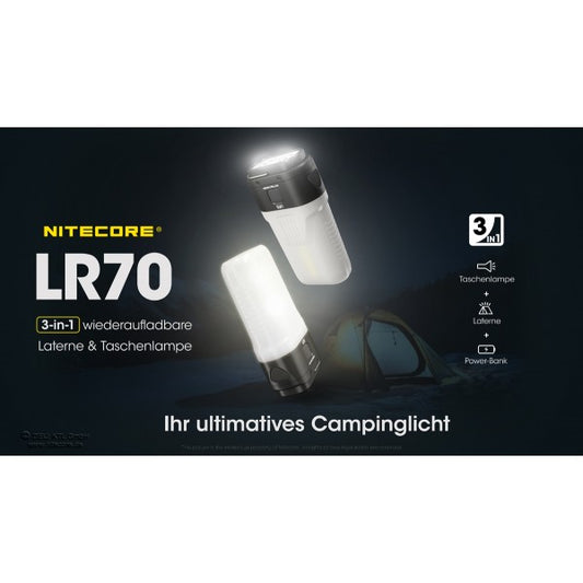LED-CAMPINGLAMPE LR70, 3'000 Lumen (inkl. Akkus)