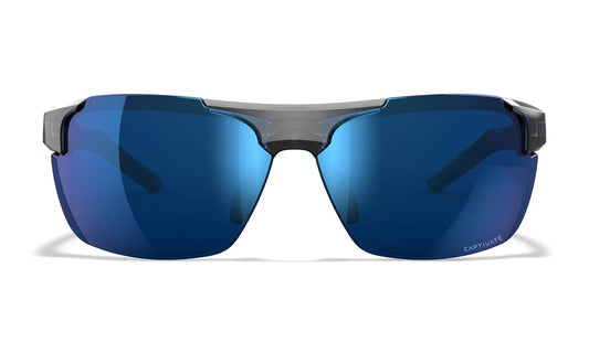 WX PRIME Lenses: CAPTIVATE™ Polarized blue Mirror, Frame: gloss crystal grey