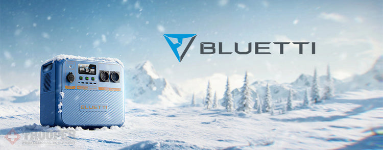 Bluetti Logo mit einer Bluetti Powerstation