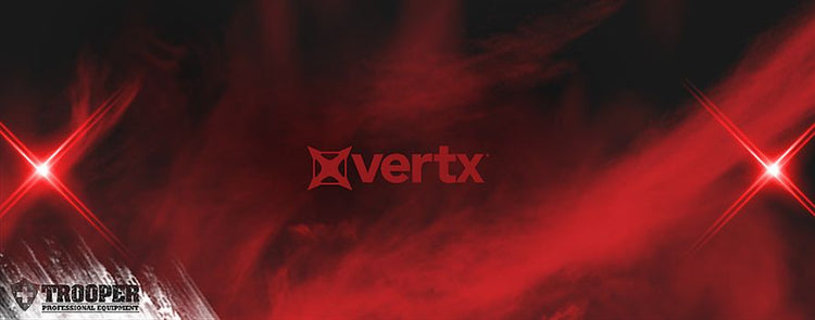 Vertx Markenlogo auf rotschwarzem Hintergrund