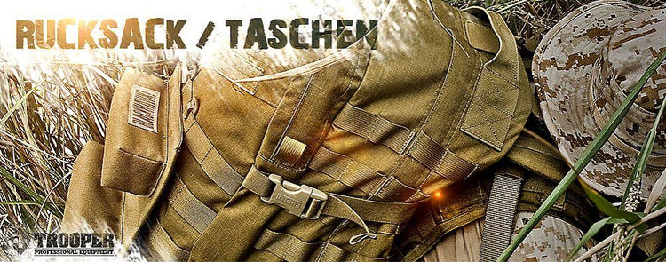 Taktischer Rucksack mit Molle-System in Nahaufnahme