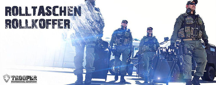 Einsatzkräfte mit Rollkoffern