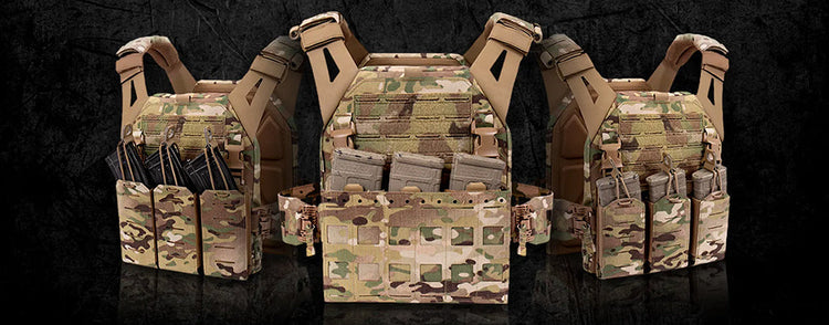 Plattenträger von Warrior Assault Systems vor dunklem Hintergrund