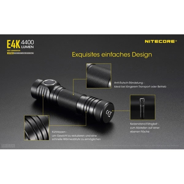 LED-TASCHENLAMPE E4K - 4'400 Lumen, inkl. Akku