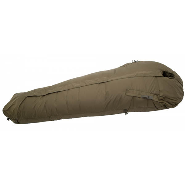 Kunstfaserschlafsack SURVIVAL ONE, Grösse L bis Körpergrosse 200cm Reissverschluss Mitte, Olive