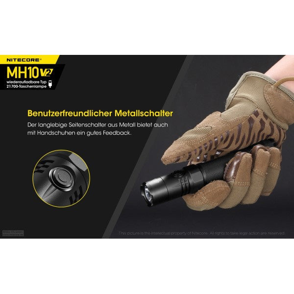 LED-Taschenlampe MH10 V2, 1'200 Lumen, inkl. USB-C Ladekabel & Akku