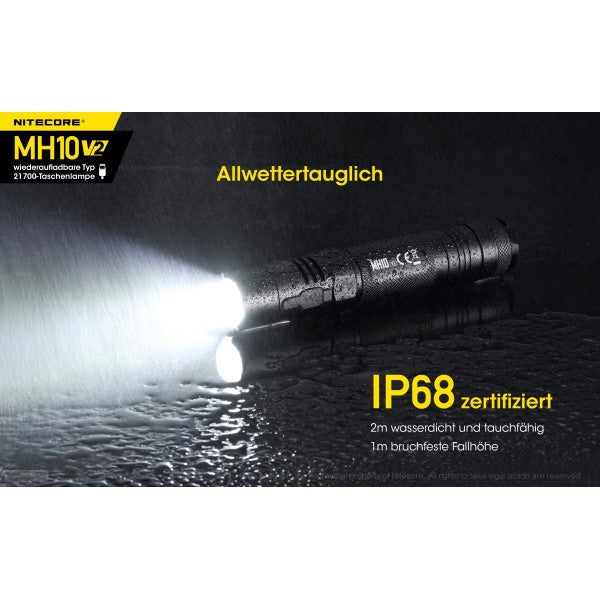 LED-Taschenlampe MH10 V2, 1'200 Lumen, inkl. USB-C Ladekabel & Akku