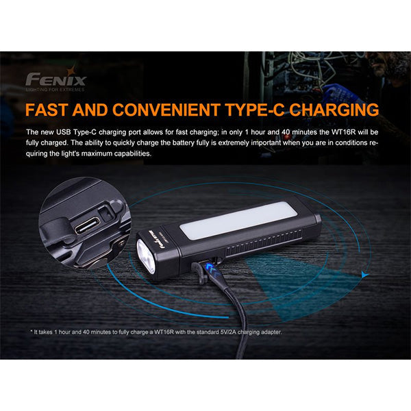 Multifunktionale LED-Taschenlampe WT16R, 300 Lumen, inkl. Akku