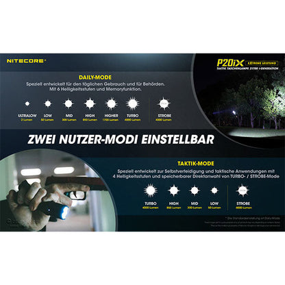 Taktische LED-Taschenlampe P20iX, 4'000 Lumen, inkl. Akku