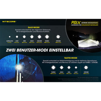 Taktische LED-Taschenlampe P10iX, 4'000 Lumen, inkl. Akku