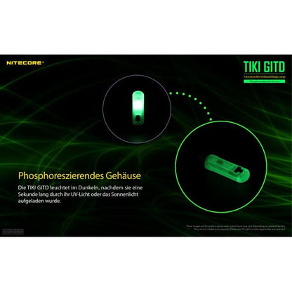LED-TASCHENLAMPE TIKI GITD grün, 300 Lumen (inkl. Akku)