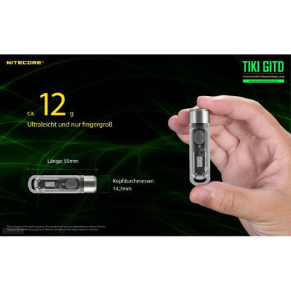 LED-TASCHENLAMPE TIKI GITD grün, 300 Lumen (inkl. Akku)