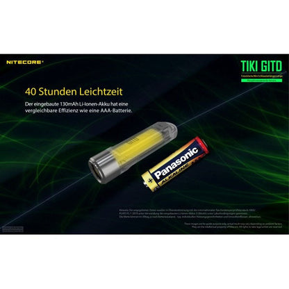 LED-TASCHENLAMPE TIKI GITD grün, 300 Lumen (inkl. Akku)