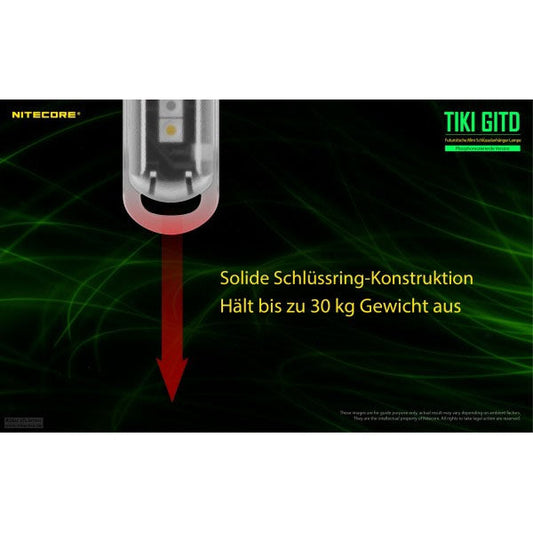 LED-TASCHENLAMPE TIKI GITD grün, 300 Lumen (inkl. Akku)