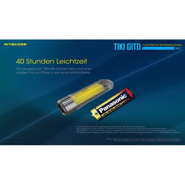 LED-TASCHENLAMPE TIKI GITD blau, 300 Lumen (inkl. Akku)