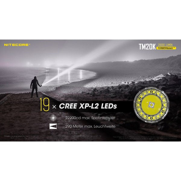 Taktische LED-Taschenlampe TM20K, 20'000 Lumen, inkl. Akkus