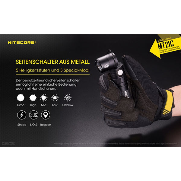 LED-TASCHENLAMPE MT21C - 1'000 Lumen (ohne Akku)