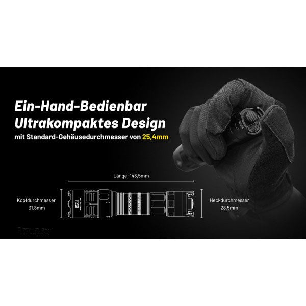 Taktische LED-TASCHENLAMPE P23i - 3'000 Lumen, inkl. Akku