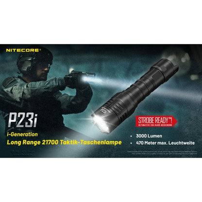 Taktische LED-TASCHENLAMPE P23i - 3'000 Lumen, inkl. Akku