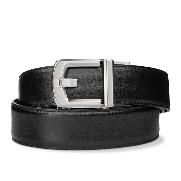 Robuster Ledergurt X8 Nickel, Black, mit Microjustierung