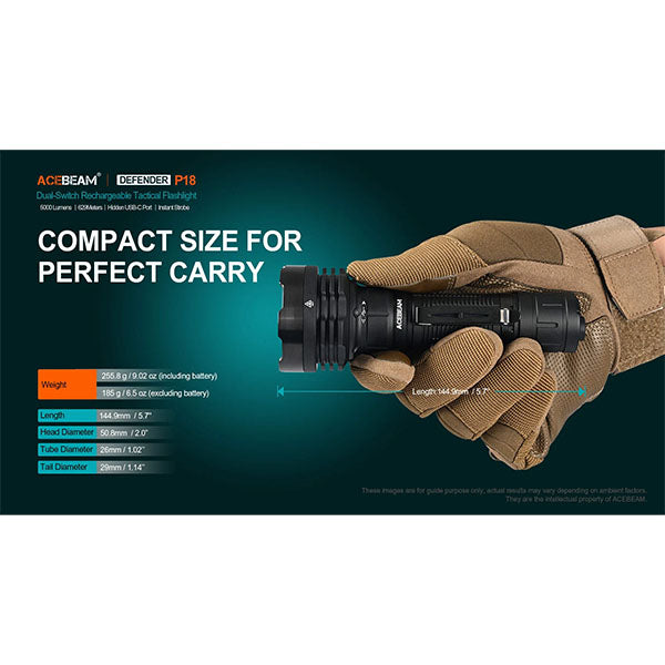 LED-Taschenlampe P18 QUAD-CORE, 5'000 Lumen (inkl. Akku)