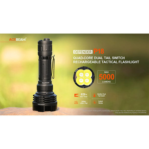 LED-Taschenlampe P18 QUAD-CORE, 5'000 Lumen (inkl. Akku)