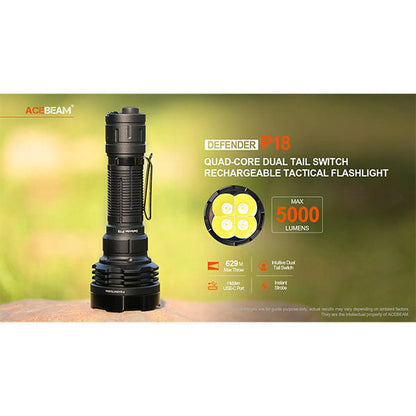 LED-Taschenlampe P18 QUAD-CORE, 5'000 Lumen (inkl. Akku)