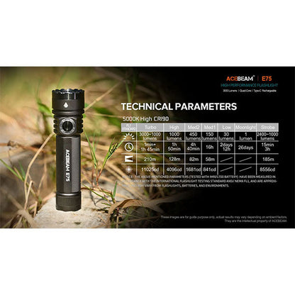 LED-Taschenlampe E75, 4500 Lumen