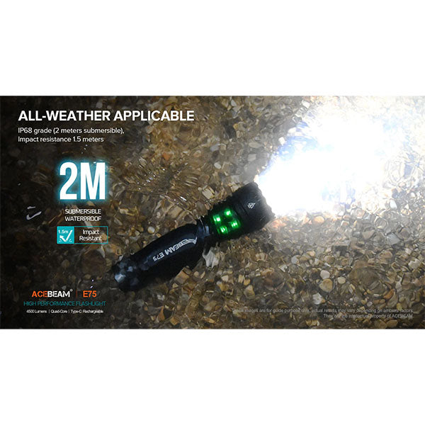 LED-Taschenlampe E75, 4500 Lumen