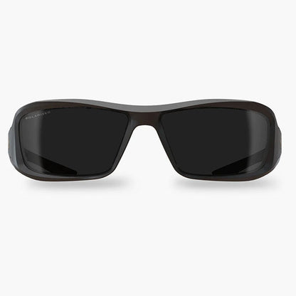 Sonnenbrille HAMEL, Soft Touch Matte Black Thin Temple Frame Polarizes Smoke Vapor Shield Lens (TXH716VS-TT)