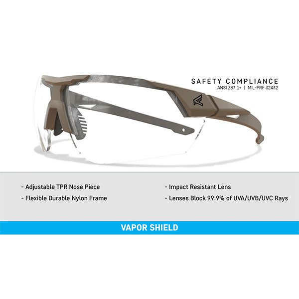 Schutzbrille PHANTOM RESQUE, Tan499 Frame, Clear Vapor Shield Lens (PR21VS)
