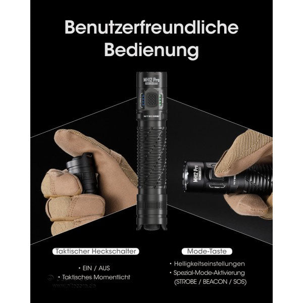 Taktische LED-Taschenlampe MH12 PRO, 3'300 Lumen, inkl. Akku