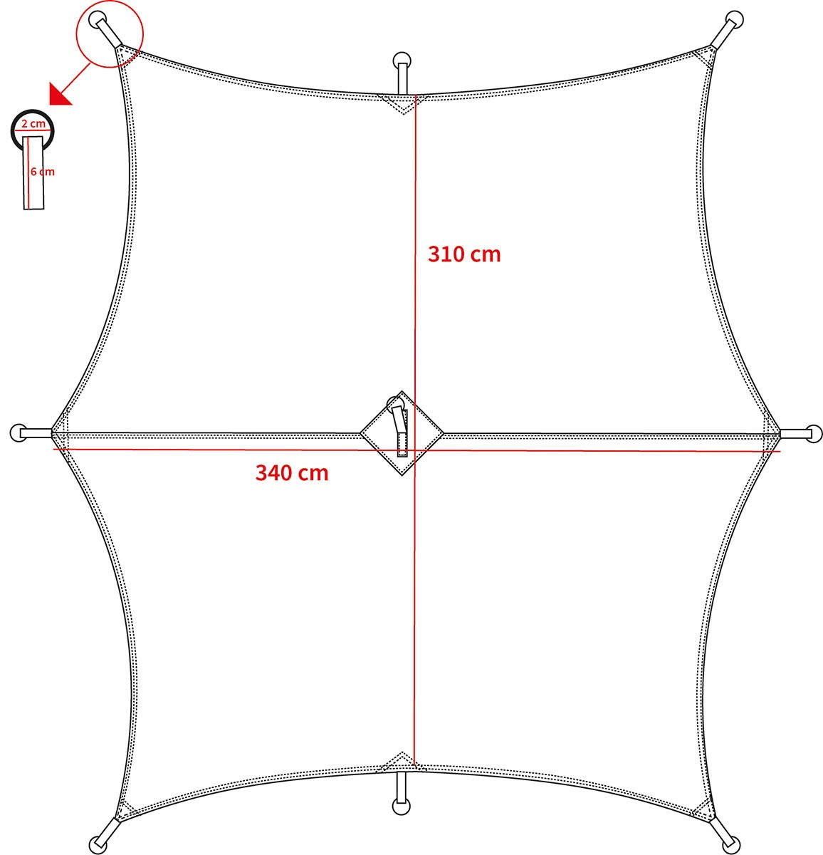 Abdeckplane Hexagon Tarp, olive, 310 x 340 cm