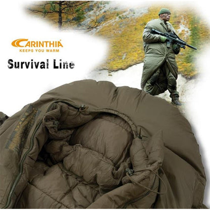 SURVIVAL DOWN 1000 Daunenschlafsack, Reissverschluss Mitte, Olive