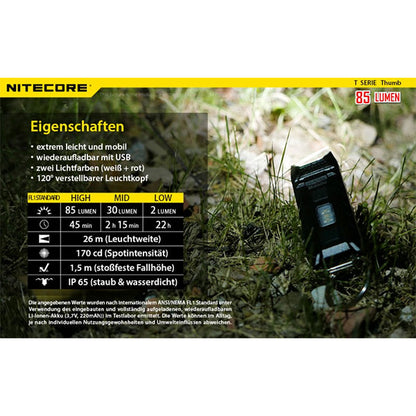LED-TASCHENLAMPE THUMB - 85 Lumen (inkl. Akku mit USB-C-Anschluss)