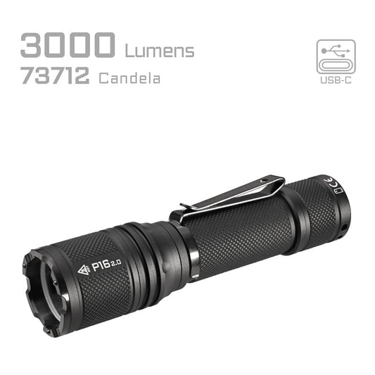 Taktische LED-Taschenlampe P16 2.0, 3'000 Lumen (inkl. Akku)
