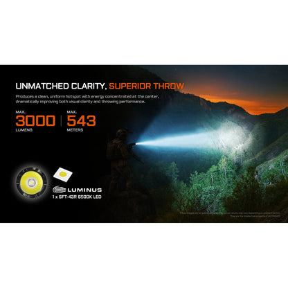 Taktische LED-Taschenlampe P16 2.0, 3'000 Lumen (inkl. Akku)
