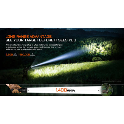 LED-Taschenlampe T29 Ultra Long Range Hunting Flashlight, 2'900 Lumen, (inkl. Akku)