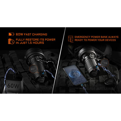 LED-Taschenlampe X25 CREE, 23'000 Lumen (inkl. eingebautem Akku-Pack und Fast-Charger)