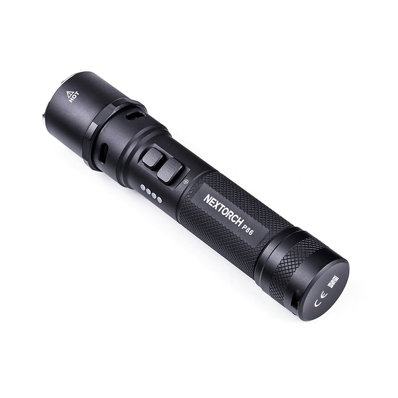 Taktische LED-Taschenlampe P86, 1'600 Lumen & Schrillalarm (inkl. Akku)