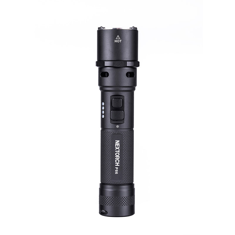Taktische LED-Taschenlampe P86, 1'600 Lumen & Schrillalarm (inkl. Akku)