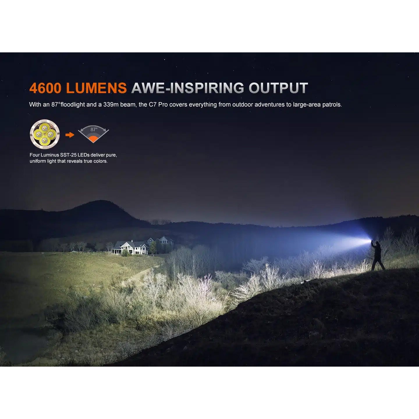 LED Taschenlampe C7 PRO, 4'600 Lumen, inkl. Akku