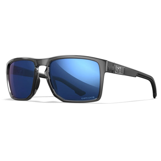 WX FOUNDER Lenses: CAPTIVATE™ Polarized blue Mirror, Frame: gloss crystal grey