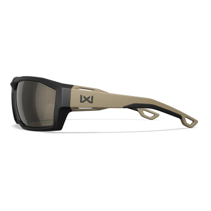 Sonnenbrille WX Alpine, Matte Black and Tan Frame with CAPTIVATE™ Polarized Tungsten Mirror Lenses