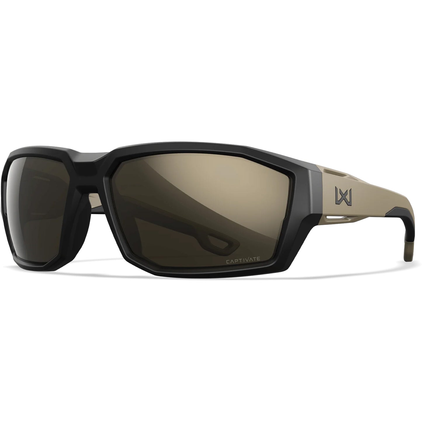 Sonnenbrille WX Alpine, Matte Black and Tan Frame with CAPTIVATE™ Polarized Tungsten Mirror Lenses