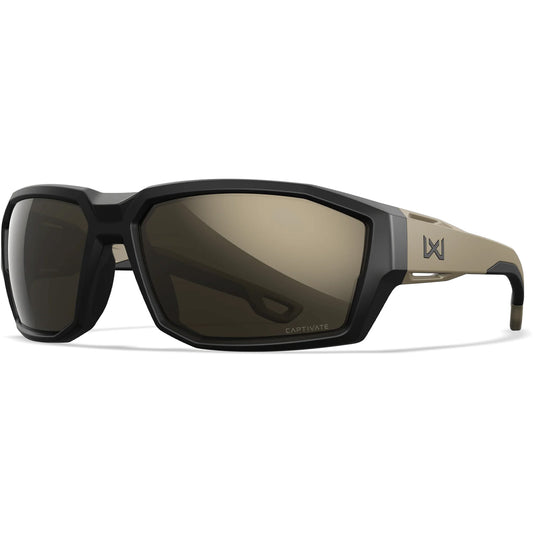 Sonnenbrille WX Alpine, Matte Black and Tan Frame with CAPTIVATE™ Polarized Tungsten Mirror Lenses