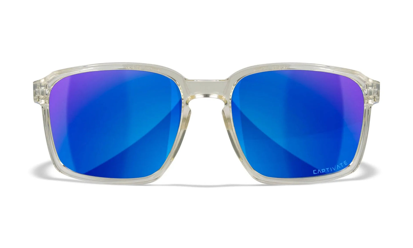 Sonnenbrille WX ALFA CAPTIVATE™, Gloss Clear Crystal, polarized Blue Mirror