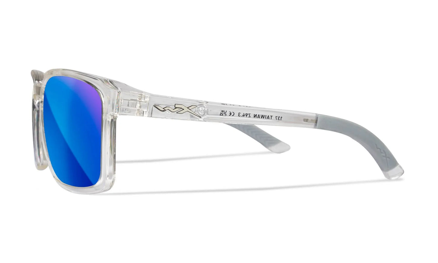 Sonnenbrille WX ALFA CAPTIVATE™, Gloss Clear Crystal, polarized Blue Mirror